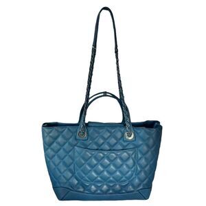 Chanel Easy Shopping Quilted Lambskin Handbag Blue